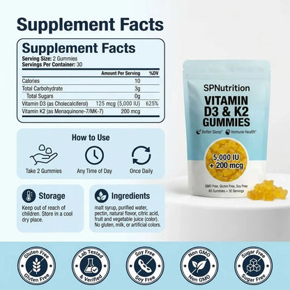 Gominolas de D3 + K2 de SPNutrition (suministro para 30 días)